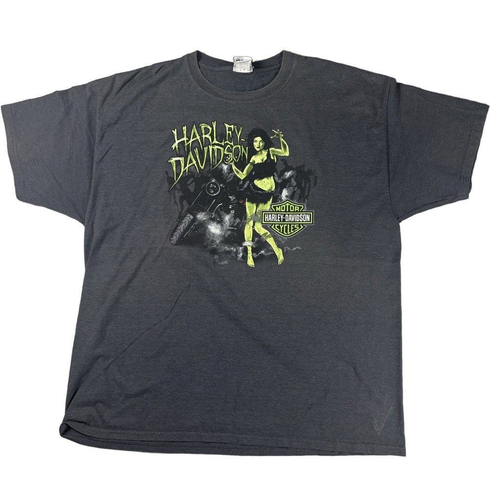 Harley-Davidson Hanes Beefy-T Zombie Toad Graphic T-Shirt 2XL Grey